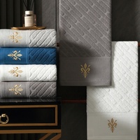 Serviette de Bain Personnalisée de Luxe Douce Brodée Jacquard 100% Coton Super Absorbante pour Gym, Fitness, Douche, Salle de Bain avec Logo