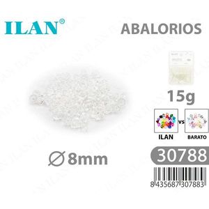 Ilan Abalorios Perline Biconiche Sfaccettate Trasparenti 8mm 15g Bianche - Product Image 1