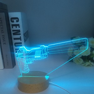 Lámpara LED 3D con Figura de Pistola de Luz <span class=keywords><strong>Modelo</strong></span> 3000, Decoración de Pared para Oficina, Dormitorio, Hogar, Regalo para Niños, Oferta de Fábrica, Envío Directo - Product Image 2