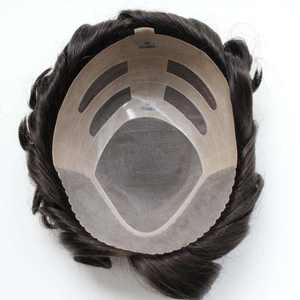 Toupet professionnel naturel articles PU et mono base topper hommes cheveux stock 100% système de remplacement de cheveux humains hommes toupet perruque <span class=keywords><strong>Oscar</strong></span> - Product Image 3