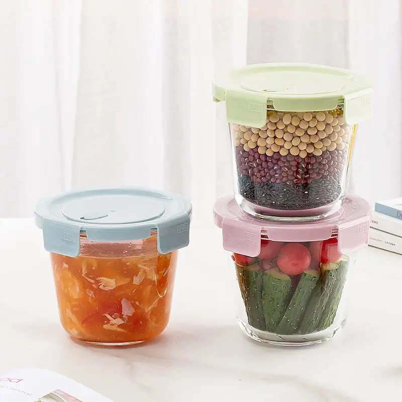 700ml Transparent Round Lunch Box For Soup Glass Food Containers Wholesale Storage Container With Vent Plastic Lid