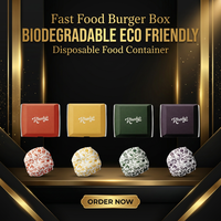 Disposable Packaging Food Grade Biodegradable Compostable Grease Proof Surface Printing Paper Burger Box for Burger Shop