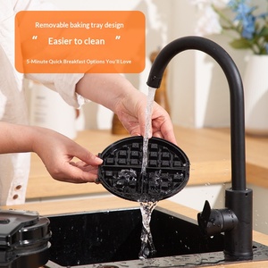 Machine à petit-déjeuner, mini-machine à pain, appareil ménager trois en un, gaufrier, support à crêpes amovible, machine de nettoyage - Product Image 3