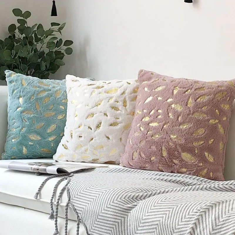 45*45cm Modern European Style Pillowcase Velvet Plush Gilded Feather Winter Christmas Home Sofa Cushion Covers Case Pillow Case