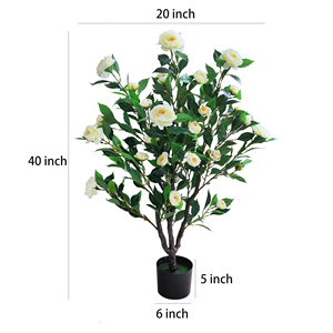 Trang trí nhân tạo Bonsai màu xanh lá cây cây hoa trà hoa cây - Product Image 5