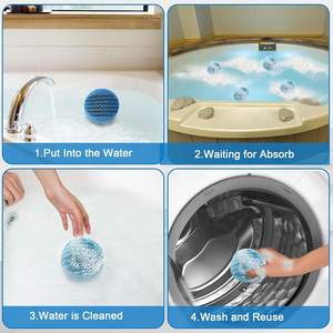 Lot de 2 boules absorbantes écologiques haute performance pour spa et piscine, réutilisables, éponges absorbantes d'huile, outil de nettoyage de la saleté lavable - Product Image 5