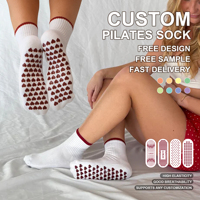 Chaussettes de yoga antidérapantes pour femmes, design tendance, chaussettes de sport, chaussettes de pilates, chaussettes de ballet avec grip, broderie personnalisée
