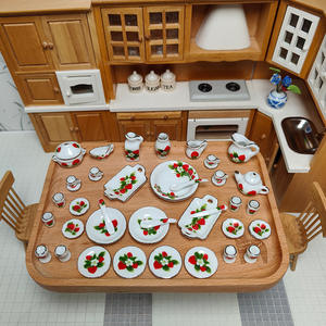 40 Pcs Set Peralatan Makan Miniatur Keramik Aksesoris Rumah Boneka Peralatan Makan Kecil Hadiah Promosi - Product Image 1