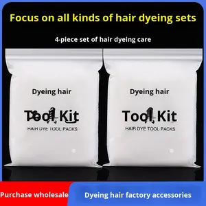 Kit de protection jetable imperméable pour coloration capillaire – Ensemble quatre pièces : châle, protège-oreilles, bonnet de douche, gants – Pour usage domestique et soins capillaires - Product Image 3