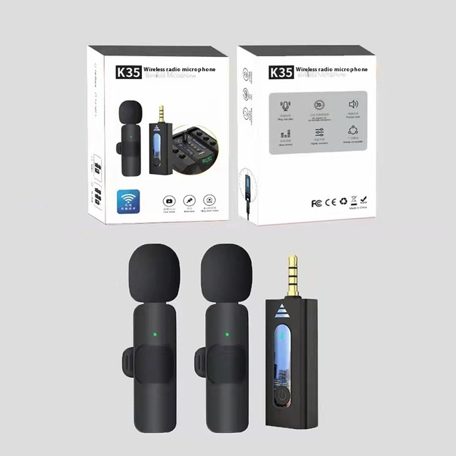 K35 Popular 3.5mm Mini Clip Lavalier Collar Lapel Wireless Microphone with Type C Connector for Karaoke Speakers Camera Vlogging