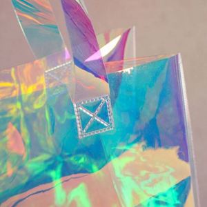 Sac fourre-tout holographique en PVC tendance, sac à main transparent laser, sacs de shopping irisés holographiques - Product Image 5