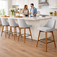 Chaise de bar moderne, tabouret de bar rembourré, pieds en bois pour cuisine et bar, hauteur 96 cm