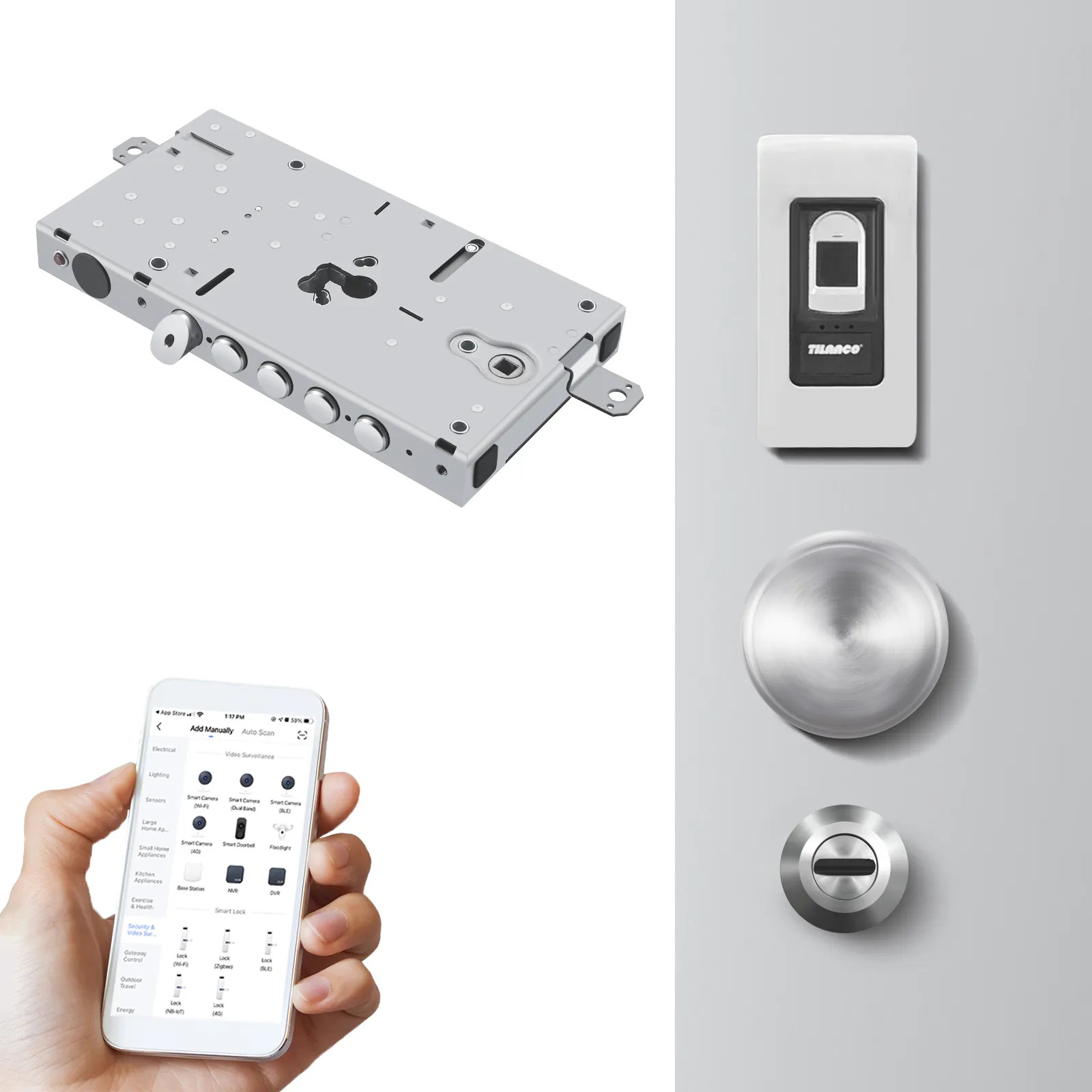 Hot sale wireless smart door lock silver electronic lock for safe tuya wifi electronic smart code lock electronic for gate