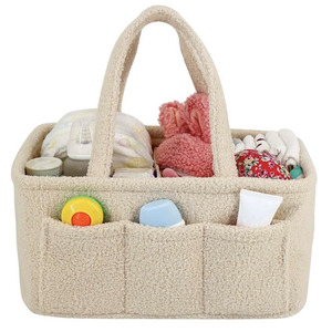 Portable <b>Storage</b> <b>Basket</b> Plush Baby Diaper Bag Washable Baby Diaper Caddy Organizer Mummy Bag Baby Diaper Caddy Organizer - Product Image 1