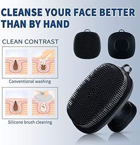 Épurateur de <span class=keywords><strong>visage</strong></span> en silicone noir <span class=keywords><strong>brosse</strong></span> <span class=keywords><strong>nettoyante</strong></span> pour le <span class=keywords><strong>visage</strong></span> étanche manuelle pour hommes brosses et éponges de bain pour soins de la peau exfoliants - Product Image 4