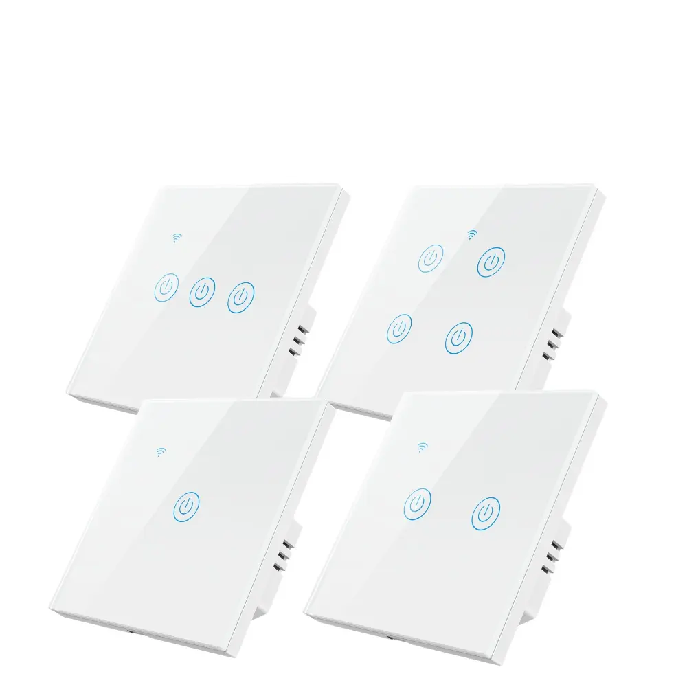Tuya App Home Automation Smart Switch Eu/uk Standard Touch Button Glass Panel 4 Gang Wifi Smart Touch Light Switches