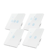 Interrupteur intelligent d'automatisation domestique Tuya App, norme européenne/britannique, bouton tactile, panneau en verre, 4 gangues, interrupteurs tactiles intelligents Wifi