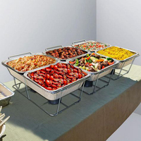 Barquette rectangulaire en aluminium avec couvercle, jetable, pour la préparation des repas et l'emballage alimentaire professionnel à emporter