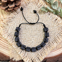 Bracelet diffuseur d'huiles essentielles en pierre de lave carrée, tissé à la main, avec logo personnalisé, réglable, cadeau minimaliste
