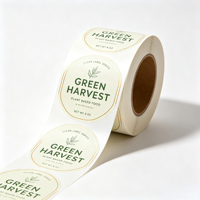 Étiquettes personnalisées en rouleau avec bordure dorée fine, autocollants en forme de feuille de plante pour l'emballage des aliments à base de plantes, impression pour bocaux