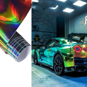 Gran oferta, envoltura de <span class=keywords><strong>vinilo</strong></span> para coche negro cromado iridiscente, película automática de alto <span class=keywords><strong>brillo</strong></span> con <span class=keywords><strong>brillo</strong></span> cromado que cambia de Color - Product Image 1