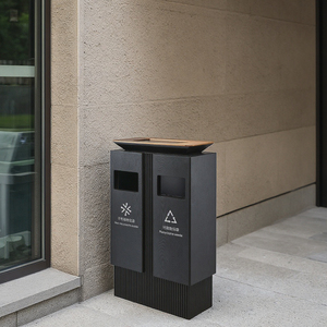 Sang Trọng Bột Tráng Thùng Trash Có Thể-Màu Đen Đứng Dual-Ngăn Chất Thải <span class=keywords><strong>Bin</strong></span> Cho Khách Sạn 5 Sao & Khu Nghỉ Nghỉ - Product Image 4