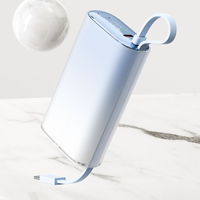 Batterie externe Li-Polymère 10000mAh 22.5W avec câble Type-C intégré, charge rapide bidirectionnelle, affichage LCD de la batterie, charge rapide