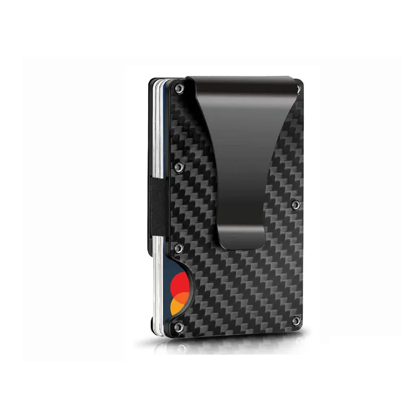 High Quality Men Women Rfid Blocking Minimalist Credit Card Holder Smart Clip Aluminum Metal Carbon Fiber Wallet For Gift