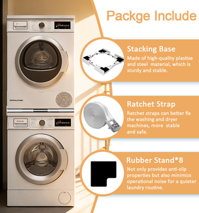 Kit d'empilage réglable écoénergétique et écologique pour lave-linge et sèche-linge, pièces métalliques durables - Product Image 5