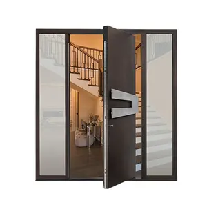 China Top Factory Customized Golden Supplier Steel Pivot Glass Door Hotel Luxury Modern Main Entrance Wooden Pivot Doors
