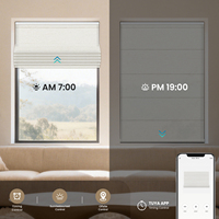 Persianas Romanas Modernas Eléctricas Inalámbricas con Control Remoto por Aplicación WiFi Tuya, Motorizadas, Opacas, para Ventanas Francesas