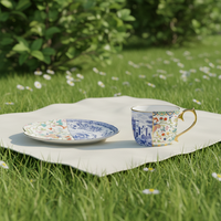 Ensemble de tasses à thé et soucoupes en céramique et porcelaine, style chinois vintage, luxe léger, écologique, pour le thé de l'après-midi et le café, vente en gros