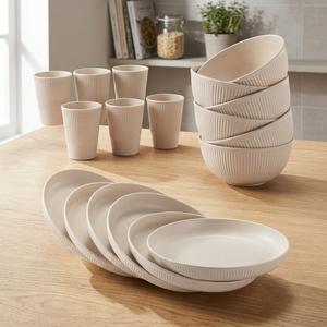 Plastic Dinnerware Sets Unbreakable Reusable 6-Piece Classic Design <b>Camping</b> <b>Kitchen</b> Cups Plates Bowls Dishwasher Microwave Safe - Product Image 3
