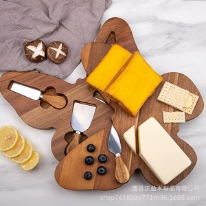 Tabla de Quesos de Madera Maciza con Forma de Mariposa, Tabla de Cortar Multifuncional de Madera de Acacia con Juego de Cuchillos para Queso - Product Image 3