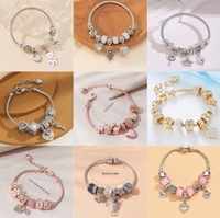 Bracelet tendance unisexe en acier inoxydable/alliage de cuivre, perles DIY en forme d'animaux, style européen et américain, avec strass