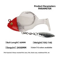 Leurre souple artificiel bionique anti-accroc à queue en T, 10g/14g, pour lancer longue distance, de troisième génération, type poisson sauteur, creux et lesté au plomb