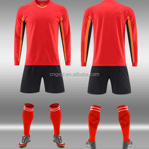 Groothandel Custom Goedkope Sublimatie 100% Polyester Witte En Blauwe Kleur Voetbal Uniform Lange Mouw Voetbal Jersey Sets Voor Mannen - Product Image 4