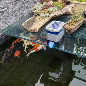EV615CS pemberi makan ikan akuarium tenaga surya waktu kecil Ramah Lingkungan Kolam Remote Control terbuat dari plastik - Product Image 1