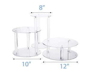 3 Tầng Lớn Acrylic kính vòng bánh cưới đứng, thực phẩm hiển thị đứng, cupcake đứng, món tráng miệng hiển thị (3 tầng với cơ sở Tier) - Product Image 3