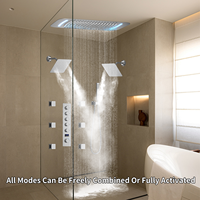 Système de douche numérique Weihao avec affichage LED, pommeau de douche pluie 10 pouces, jets, finition laiton brossé, valve en céramique, design moderne, garantie 5 ans