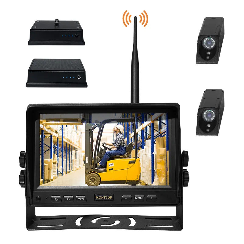 Zyx OEM 7 inch không dây xe nâng máy ảnh Monitor Kit không dây CCTV Hệ thống camera Fork View Rear View không dây xe nâng máy ảnh