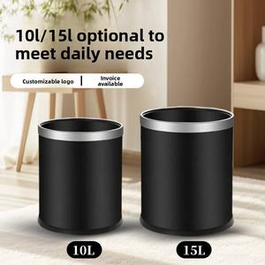 <span class=keywords><strong>Cubo</strong></span> de <span class=keywords><strong>Basura</strong></span> Redondo de Doble Capa para Habitaciones de Hotel, KTV y Restaurantes, Comercial, Sin Tapa, con Logotipo Personalizable, Contenedor de Almacenamiento de Residuos - Product Image 2