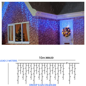 Guirlandes lumineuses LED solaires étanches IP65 pour extérieur, lumières de Noël féériques en forme de glaçons, décorations de Noël, lumières de rideau, télécommande - Product Image 3