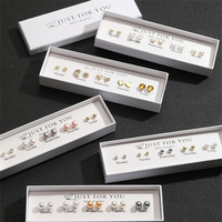 Set Kotak Minggu Anting-anting Stud Bunga Hati Anting Mutiara Pita Lucu Elegan Gaya Prancis Set Kotak Hadiah Anting-anting Juntai Modis Grosir