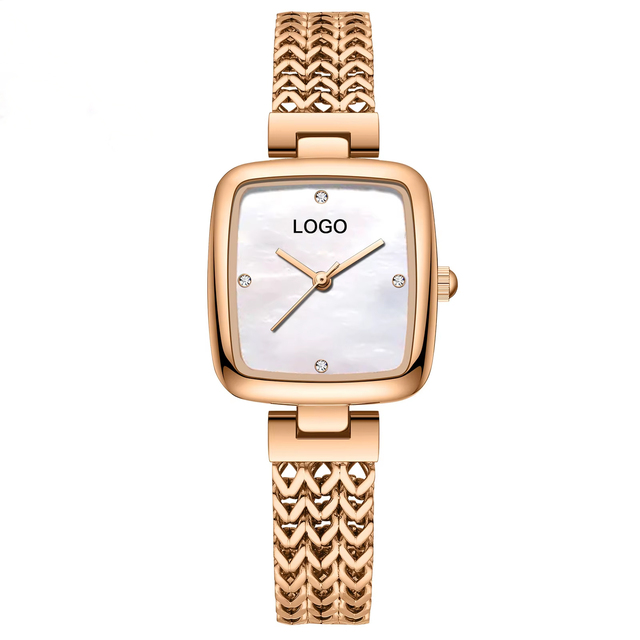 High Quality Custom OEM Fashion Rose Gold Stainless Steel Square Watch Women Ultra Thin Mesh Band Luxury Wrist Ladies Watch