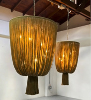 Luckygoods Suspension Bohème à Pampilles en Corde, Lustre en Tissu Tressé Fait Main pour la Décoration de Restaurants, Cafés et Halls d'Hôtels