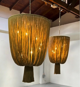 Luckygoods Suspension Bohème à Pampilles en Corde, Lustre en Tissu Tressé Fait Main pour la Décoration de Restaurants, Cafés et Halls d'Hôtels - Product Image 2