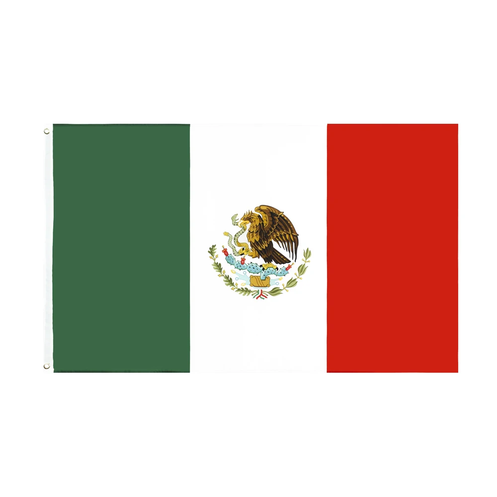 Listo para enviar 100% Poliéster 3x5ft Stock Verde Blanco Rojo MX Bandera de México mexicano