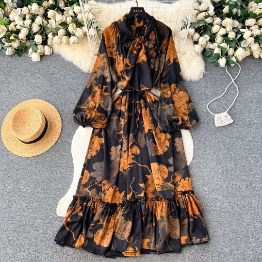 slim fit dress slacks Claribel | Black & White Lace Long-Sleeve Mini Dress with Ruffle Hem main image 1