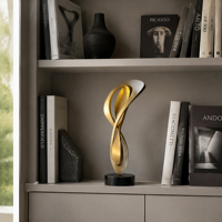 Sculpture moderne abstraite en acier inoxydable poli doré, couleurs personnalisées, statue artistique pour la décoration de jardin, d'hôtel et de paysage